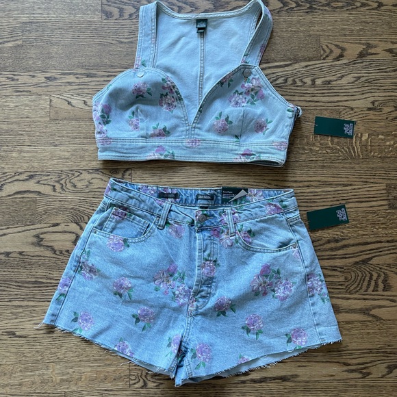 wild fable Pants - NWT Women's High-Rise Cutoff Denim Shorts Wild Fable™ Light Blue Floral Size 12
